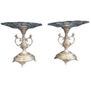 Pair of silver-plated platters, Norblin, before 1914 / with later dedication, Masonic lodge, 1956