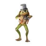 Karl Kouba, Frog in cylinder and with binoculars (Viennese bronze), late 19th century-early 20th century.