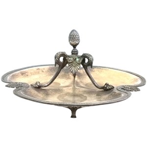 Silver-plated tripartite platter, Napoleon III, Phenix, France