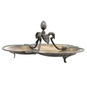Silver-plated tripartite platter, Napoleon III, Phenix, France