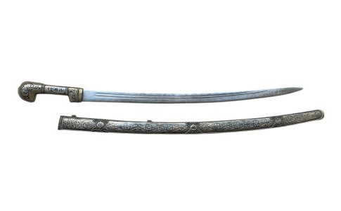 Caucasian shashka saber, in metal scabbard