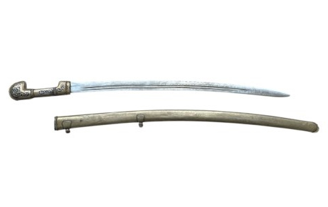 Caucasian shashka saber, in metal scabbard