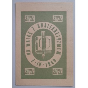 Brique pour la lutte contre l'analphabétisme 7.IV 1949 20 zl.