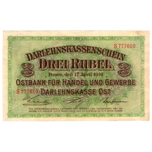 Poznań, 3 ruble 1916, seria S