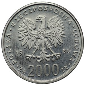PRÓBA NIKIEL, 2000 złotych 1980, Bolesław I Chrobry