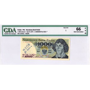 1,000 PLN 1975, Series A, MODEL No. 0201