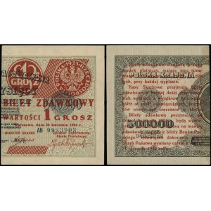 Polska, bilet zdawkowy - 1 grosz, 28.04.1924, AN