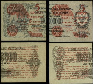 Poland, set: 2 x pass ticket - 5 pennies, 28.04.1924