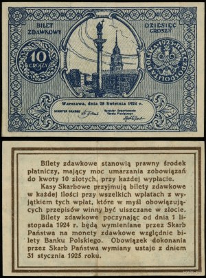 Poland, pass ticket - 10 groszy, 28.04.1924
