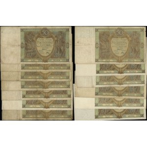 Polska, zestaw: 13 x 50 złotych, 1.09.1929
