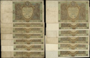 Poland, set: 13 x 50 gold, 1.09.1929