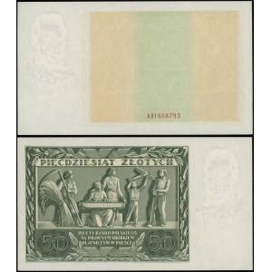 Polska, niedokończony druk banknotu 50 złotych, 11.11.1936