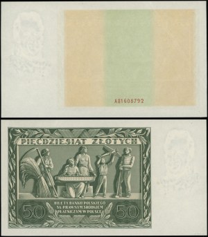Poland, unfinished printing of 50 zloty banknote, 11.11.1936
