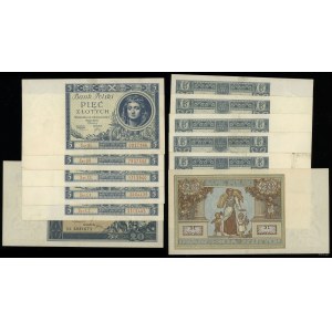 Polska, zestaw 6 banknotów, 1930/1931