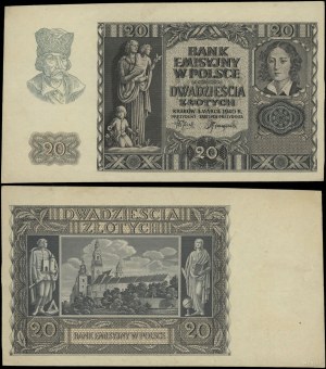 Poland, unfinished print of 20 gold, 1.03.1940