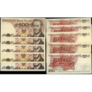 Polska, zestaw: 5 x 100 złotych, 1976-1979