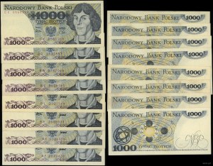 Poland, set of 8 1,000 zloty banknotes, 1975-1979