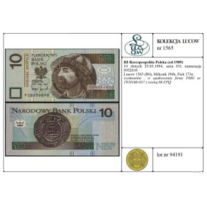 Polska, 10 złotych, 25.03.1994, FO