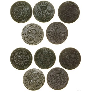 Polska, zestaw: 5 x grosz, 1767, 1768, 1776, 1784, 1790, Kraków i Warszawa