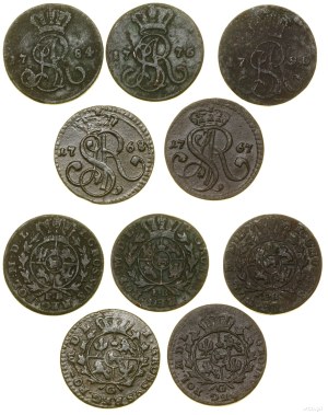 Poland, set: 5 x penny, 1767, 1768, 1776, 1784, 1790, Cracow and Warsaw.