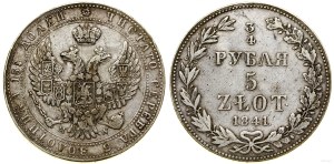 Poland, 3/4 ruble = 5 zlotys, 1841 MW, Warsaw
