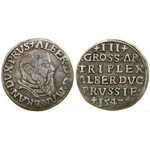 Prusy Książęce (1525-1657), trojak, 1543, Królewiec