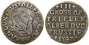 Ducal Prussia (1525-1657), trojak, 1543, Königsberg
