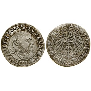 Prusy Książęce (1525-1657), grosz, 1543, Królewiec