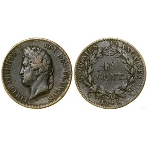 Francja, 10 centymów dla kolonii francuskich, 1841 A, Paryż