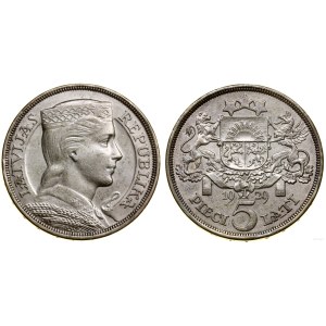 Łotwa, 5 łatów, 1929, Londyn