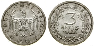 Germany, 3 marks, 1932 A, Berlin