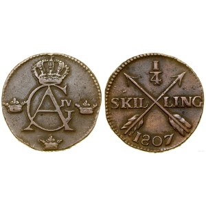 Szwecja, 1/4 skillinga, 1807, Avesta