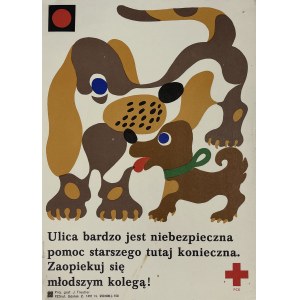 proj. Jerzy TREUTLER (1931-2020), Ulica bardzo jest niebezpieczna pomoc starszego tutaj konieczna. Zaopiekuj się młodszym kolegą!