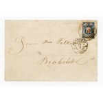 First Polish stamp 1860, on letter from Warsaw (stamp with letters DP) to Bialystok, attestation (140)