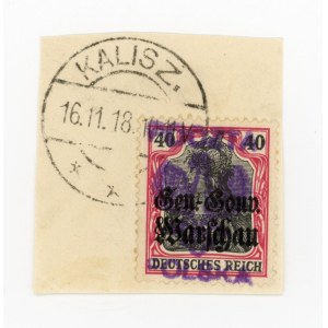 Kalisz, issue I, stamp for 40 f. on a clipping with local overprint (154)