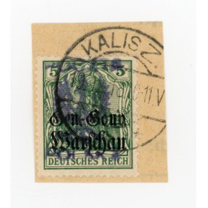 Kalisz, issue II, stamp for 5 f. on a clipping with local overprint (160)