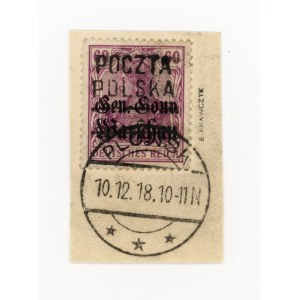 Plonsk, stamp for 60 f. on a clipping with local overprint, guarantee (180)