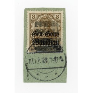 Maków, stamp for 3 f. on a clipping with local overprint, guarantee (192)