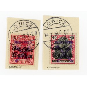 Lowicz, stamps for 10 and 40 f. on clippings with local printing. Warranty (210)