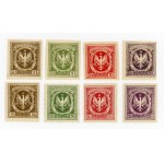 Charity stickers / bricks in crown currency "To Polish Legionaries" 1916. cut and serrated. Total of 8 pieces. (805)