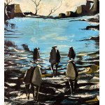 Antonio Bertè, Landscape with characters - Antonio Bertè