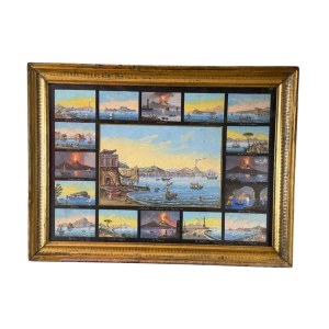 ANONIMO, 17 paintings grouped on a single sheet depicting places in Naples