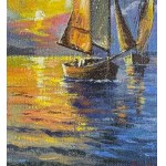 UNIDENTIFIED ARTIST, Coastal view with boats at sunset