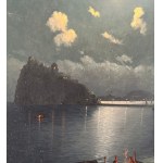 UNIDENTIFIED ARTIST, Moonlit landscape of the Aragonese Castle of Ischia (Ischia Ponte area).