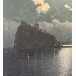UNIDENTIFIED ARTIST, Moonlit landscape of the Aragonese Castle of Ischia (Ischia Ponte area).