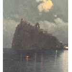 UNIDENTIFIED ARTIST, Moonlit landscape of the Aragonese Castle of Ischia (Ischia Ponte area).
