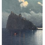 UNIDENTIFIED ARTIST, Moonlit landscape of the Aragonese Castle of Ischia (Ischia Ponte area).