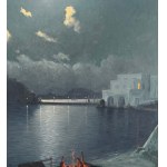 UNIDENTIFIED ARTIST, Moonlit landscape of the Aragonese Castle of Ischia (Ischia Ponte area).
