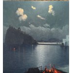 UNIDENTIFIED ARTIST, Moonlit landscape of the Aragonese Castle of Ischia (Ischia Ponte area).