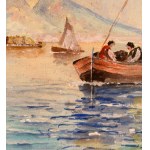 SCUOLA NAPOLETANA, View of the Neapolitan coastline with Mount Vesuvius erupting